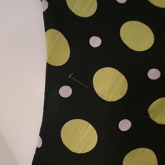 VTG DANA KAY Retro 1940s Green Polka Dot Chiffon Overlay Sleeveless Sheath Dress - Picture 7 of 10